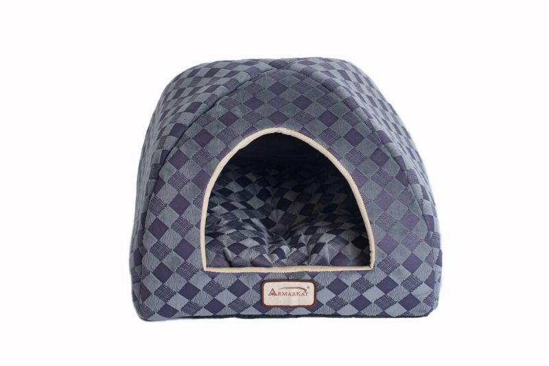 Armarkat Purple/Gray Check Pattern Cat Bed