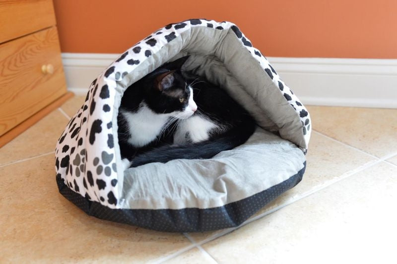 Armarkat Sage Green and Paw Print Slipper Cat Bed
