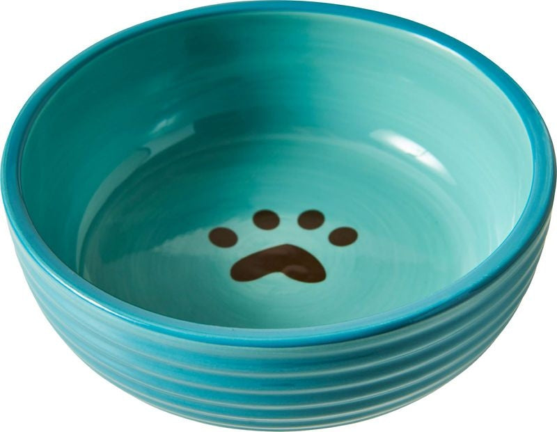 Spot Elegance Ribbed Stoneware Dog Dish