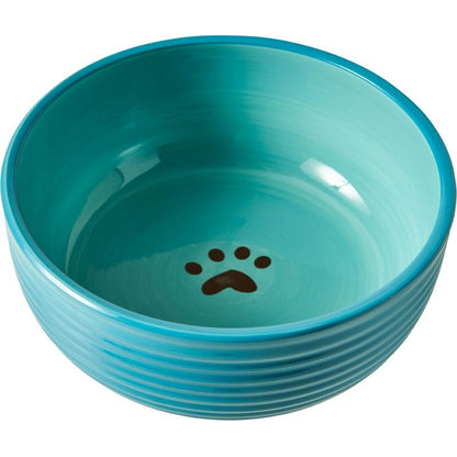 Spot Elegance Ribbed Stoneware Dog Dish