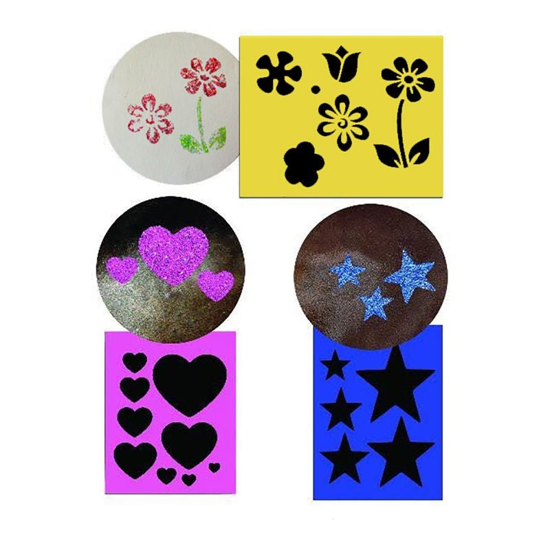 Twinkle Stencil Set Flowers Stars and Hearts