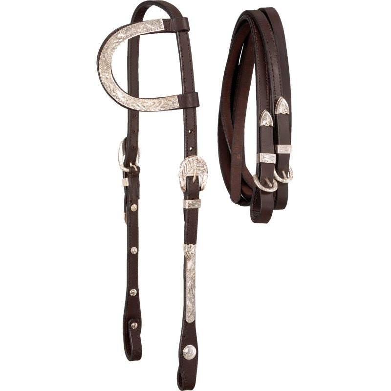 Royal King Silver Single Ear Heastall with Reins