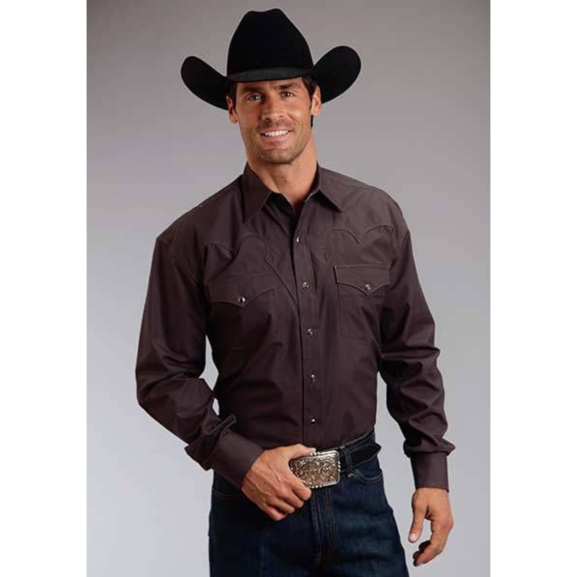 Mens Peached Poplin LS Shirt