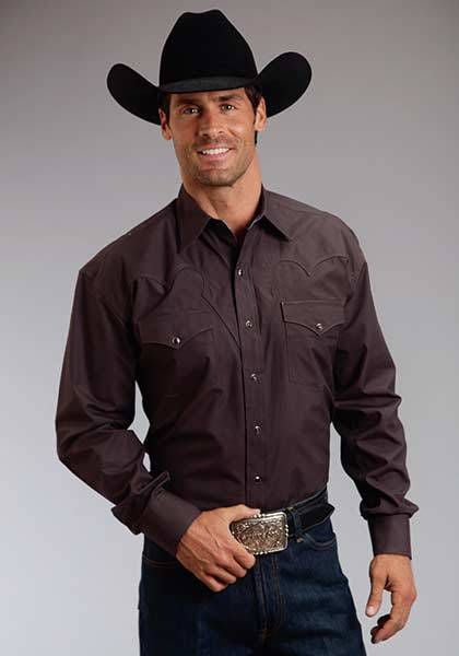 Mens Peached Poplin LS Shirt