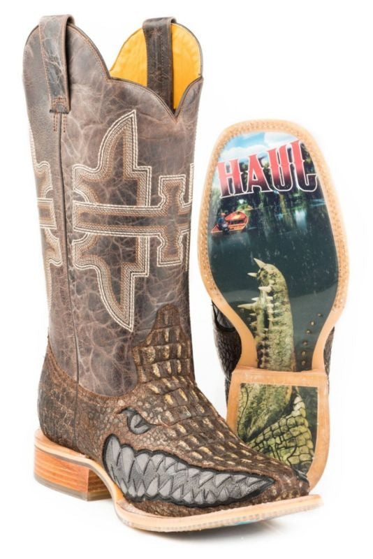 Tin Haul Mens Gator Square Toe Boots