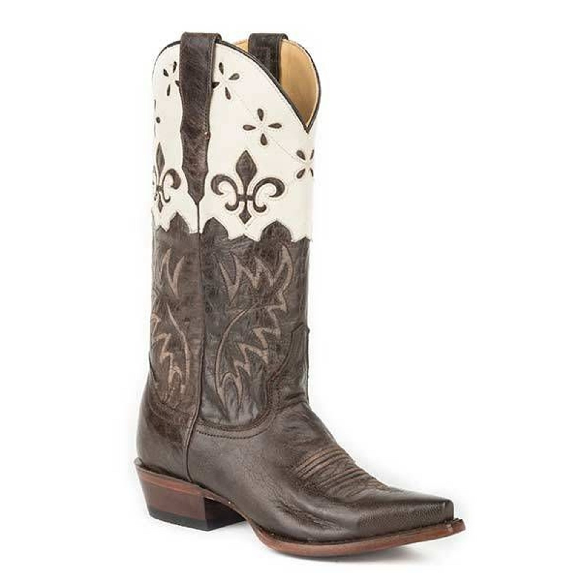 Stetson Ladies Mia Rnd Toe Tall Boots 6 Brn/Wht