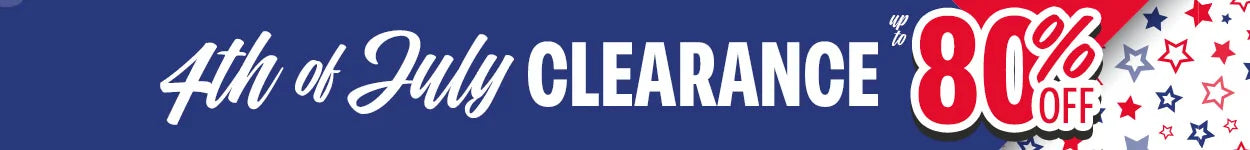 Promotional banner for 4th of July clearance with 80% off text.