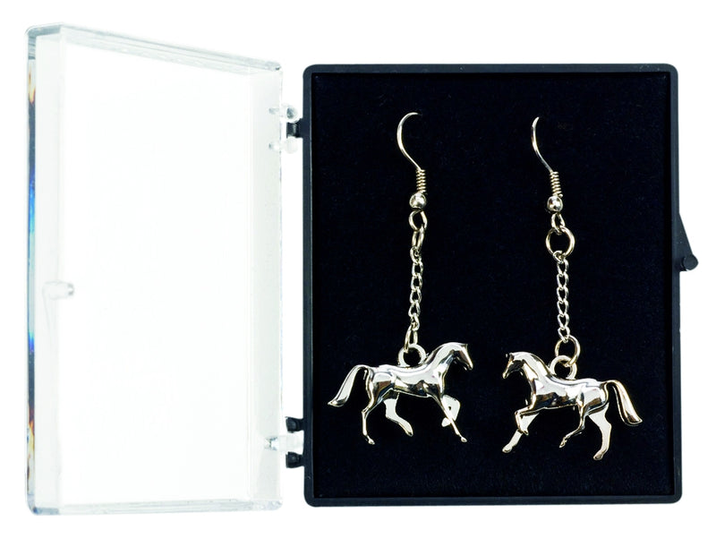 Cantering Horse Earrings in Silver